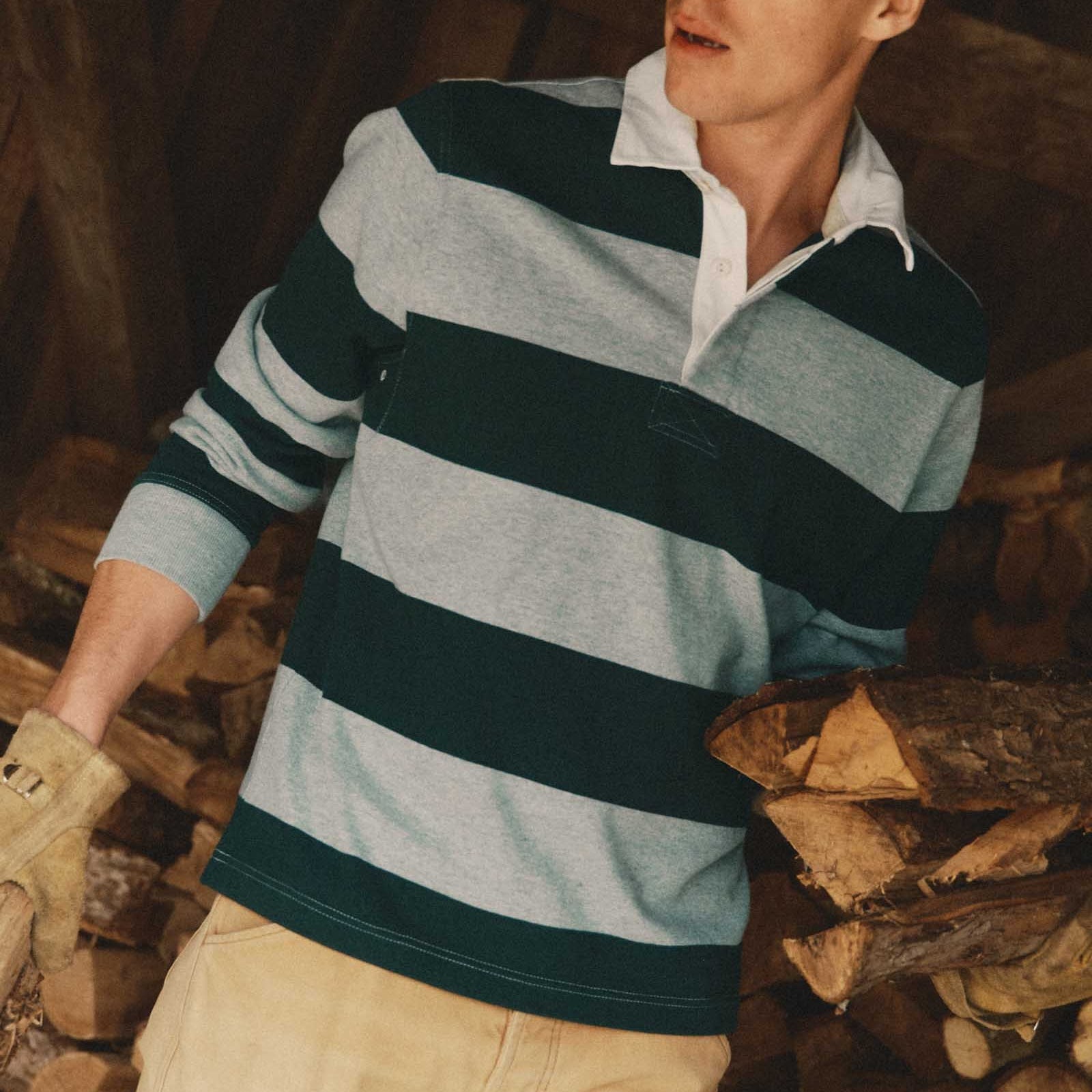 
                          Rugby Shirt - Dark Forest Stripe - Taylor Stitch - STAG Provisions - Tops - L/S Knit
                        