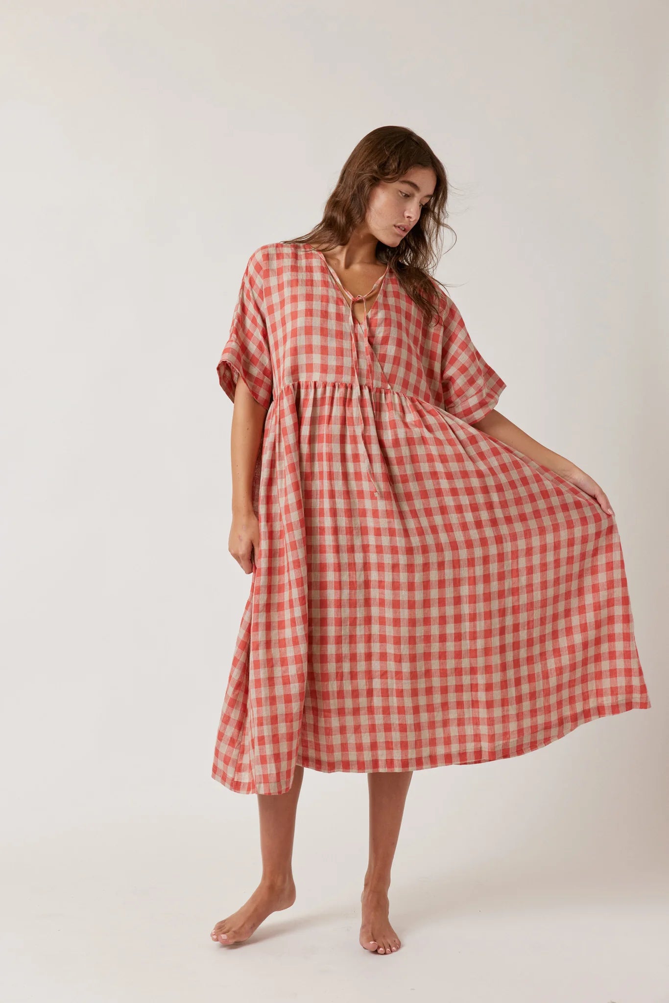 
                          Drop Sleeve Loose Fit Linen Dress - Persimmon - Amente - STAG Provisions - W - Onepiece - Dress
                        