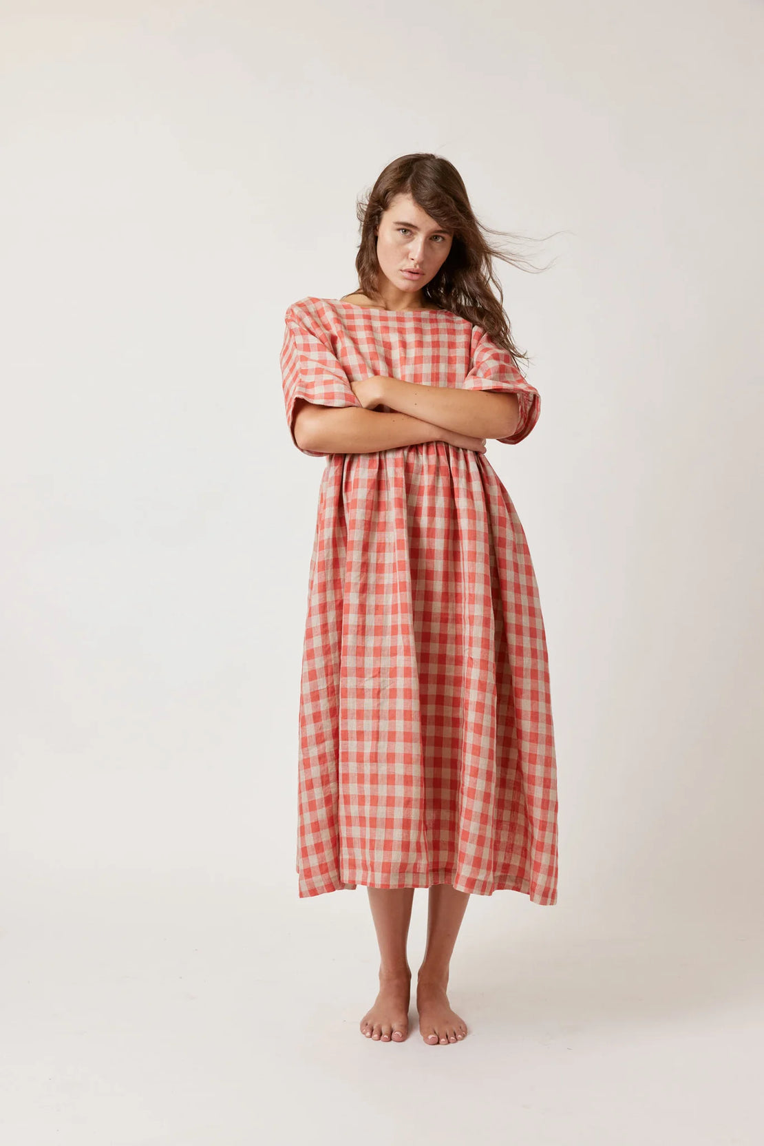 Drop Sleeve Loose Fit Linen Dress - Persimmon - Amente - STAG Provisions - W - Onepiece - Dress