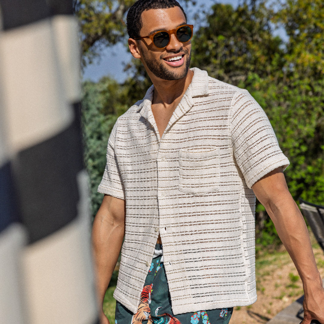 
                          Drove Knit Camp Shirt - Ecru - Portuguese Flannel - STAG Provisions - Tops - S/S Woven - Other Pattern
                        