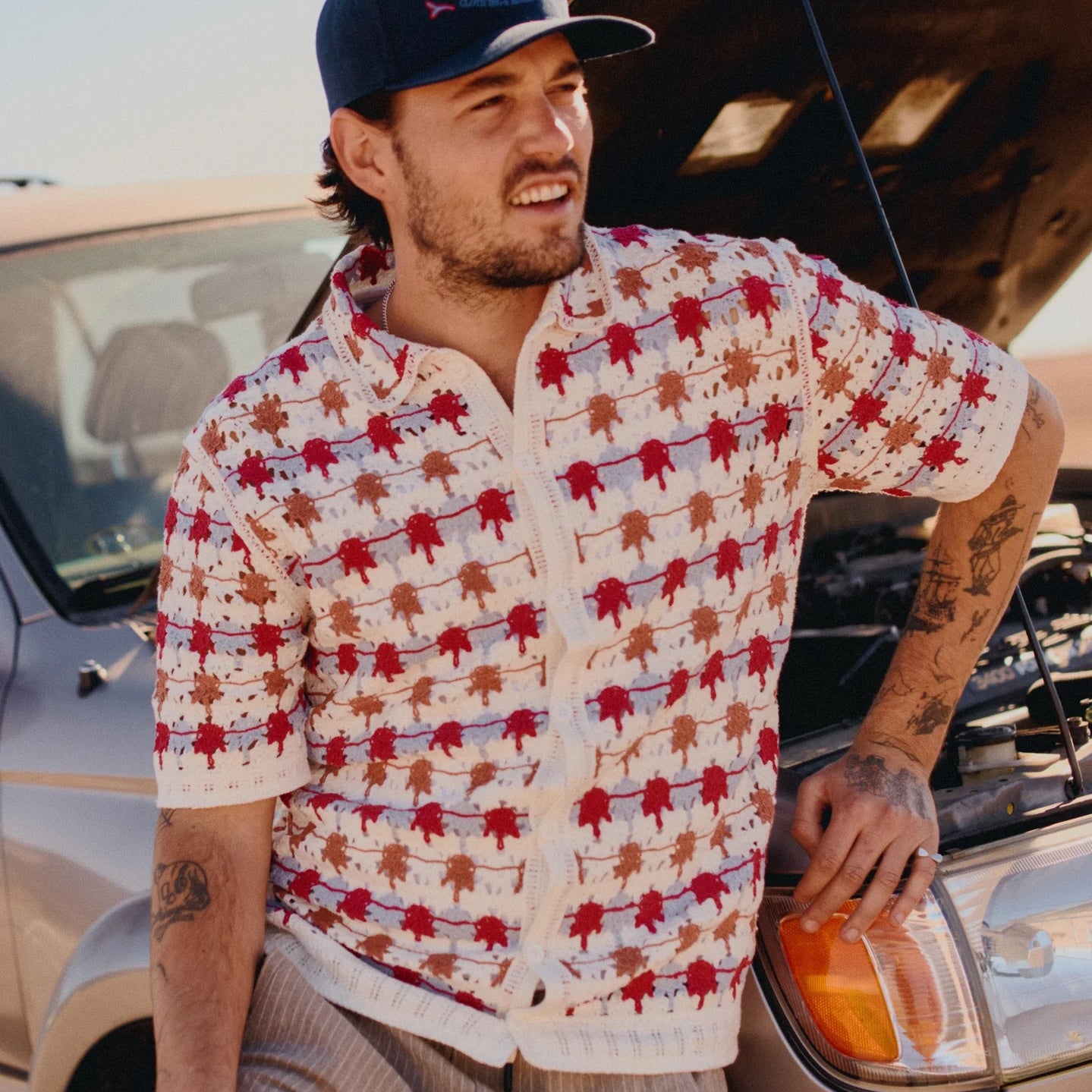 Crochet Porto Shirt - Ecru - Wax London - STAG Provisions - Tops - S/S Knit