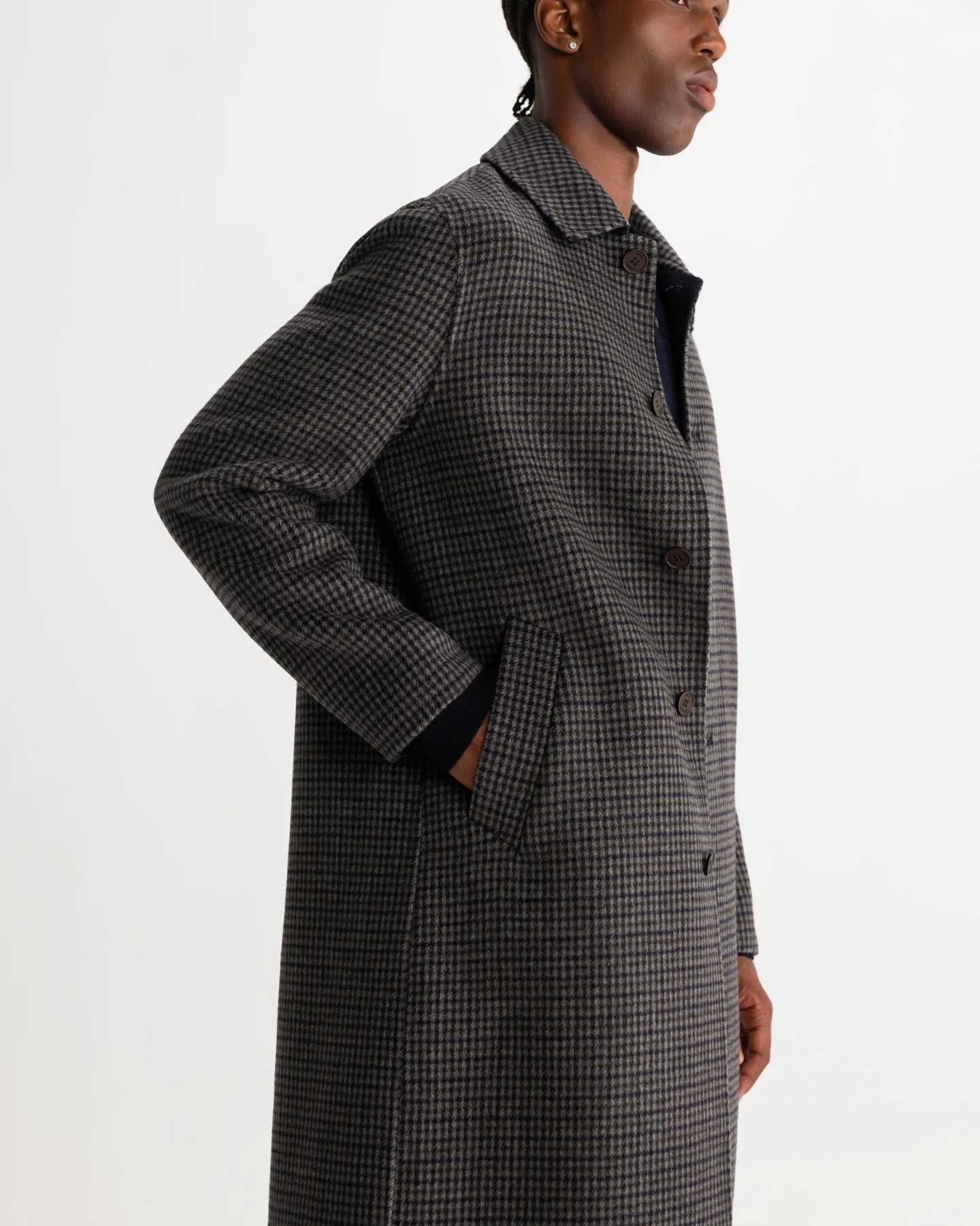 
                          Stan Coat - Double Face Check Navy/Brown
                        