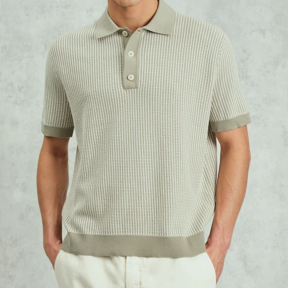 
                          Ladder Stripe Turin Polo - Light Khaki
                        