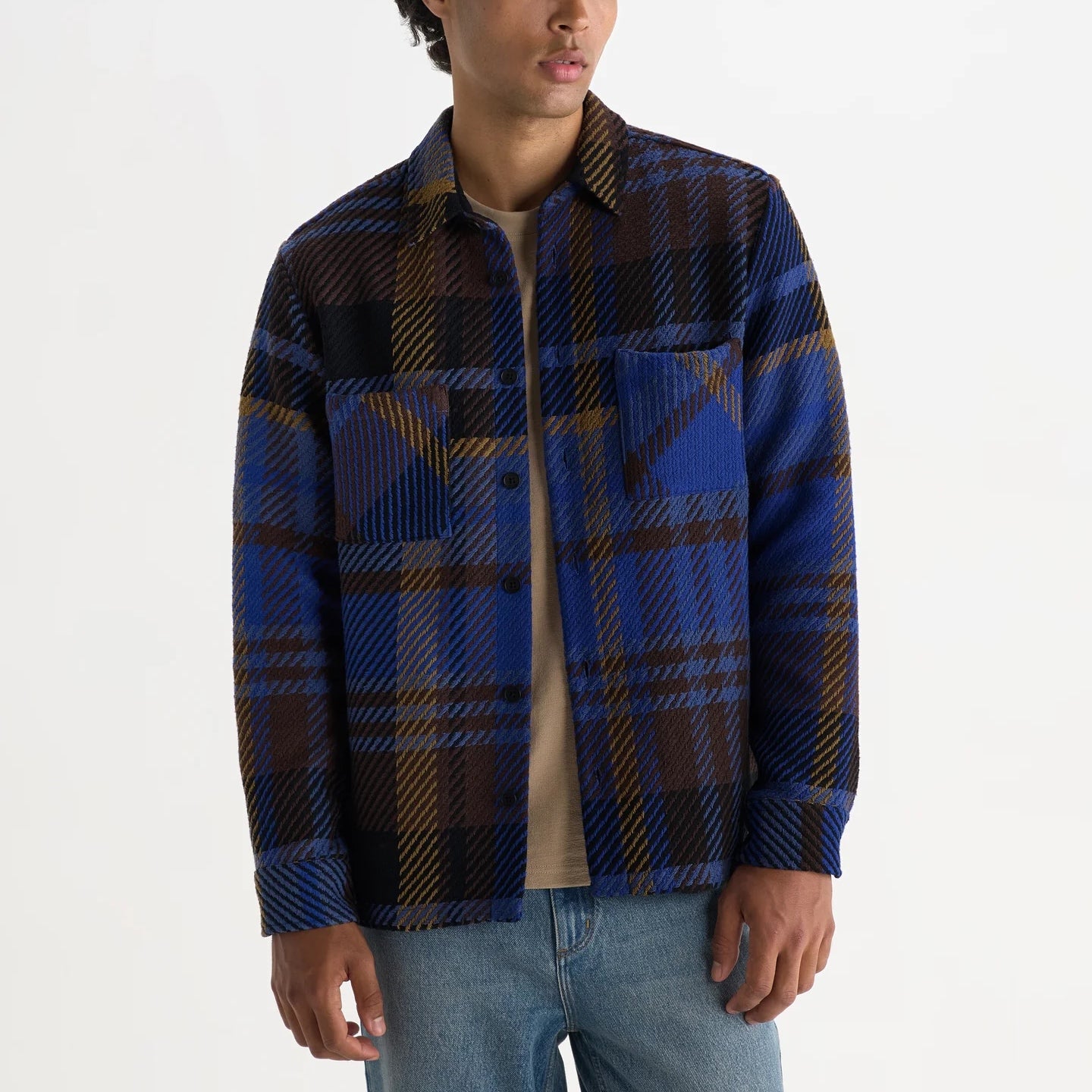 
                          Whiting Overshirt - Bold Check Blue/Brown
                        