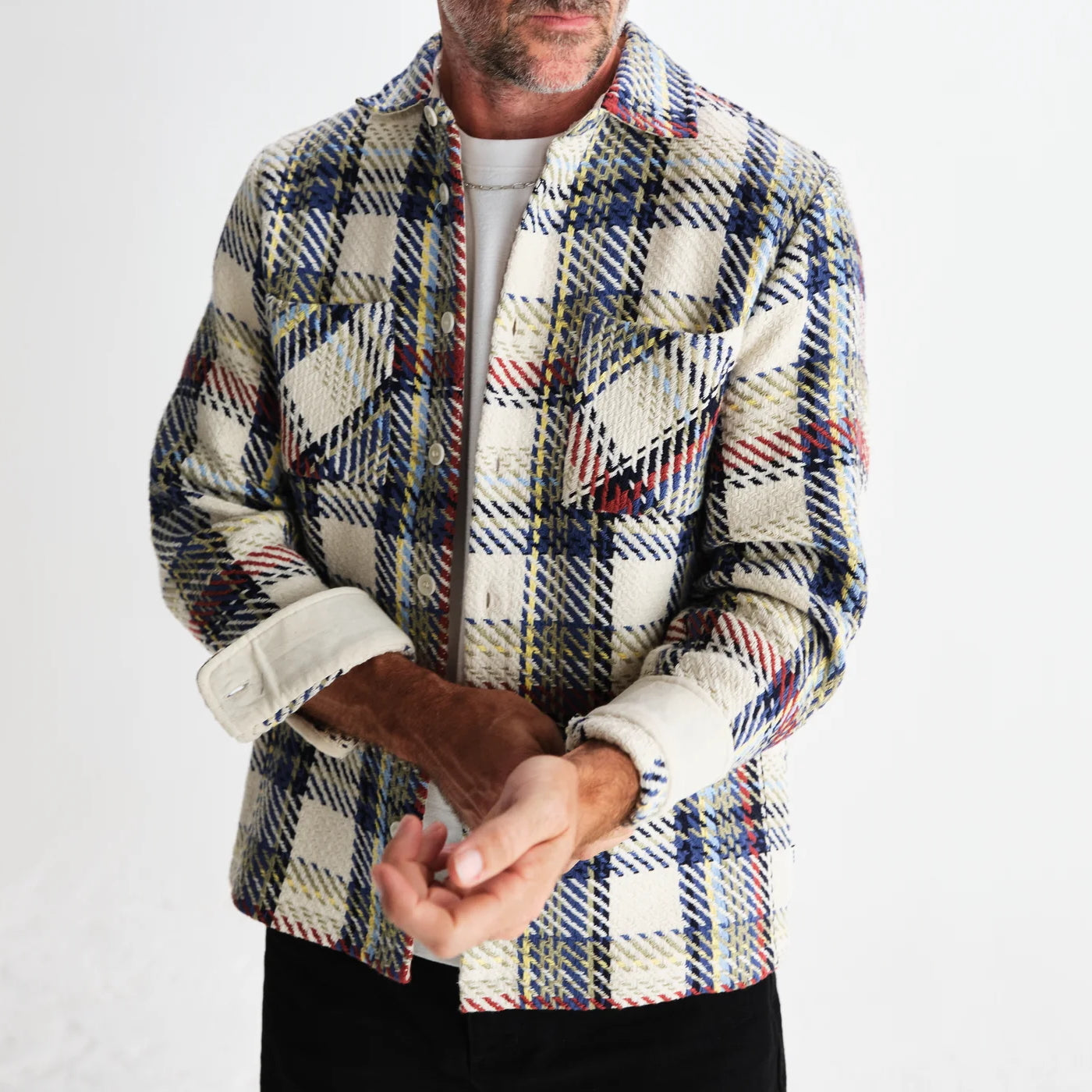 Whiting Overshirt - Jazz Weave - Wax London - STAG Provisions - Tops - L/S Woven - Plaid