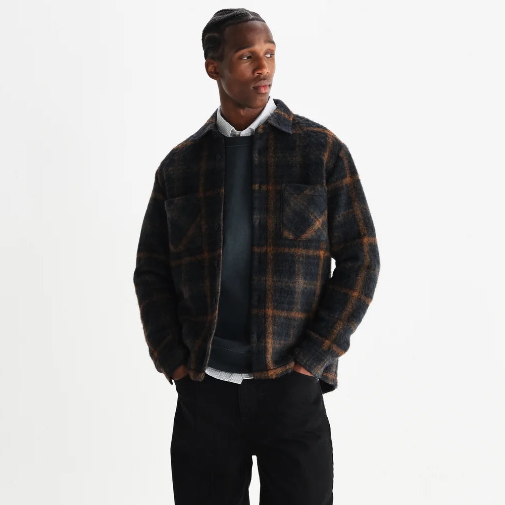 Wool Whiting Overshirt - Drawn Check - Wax London - STAG Provisions - Tops - L/S Woven - Plaid