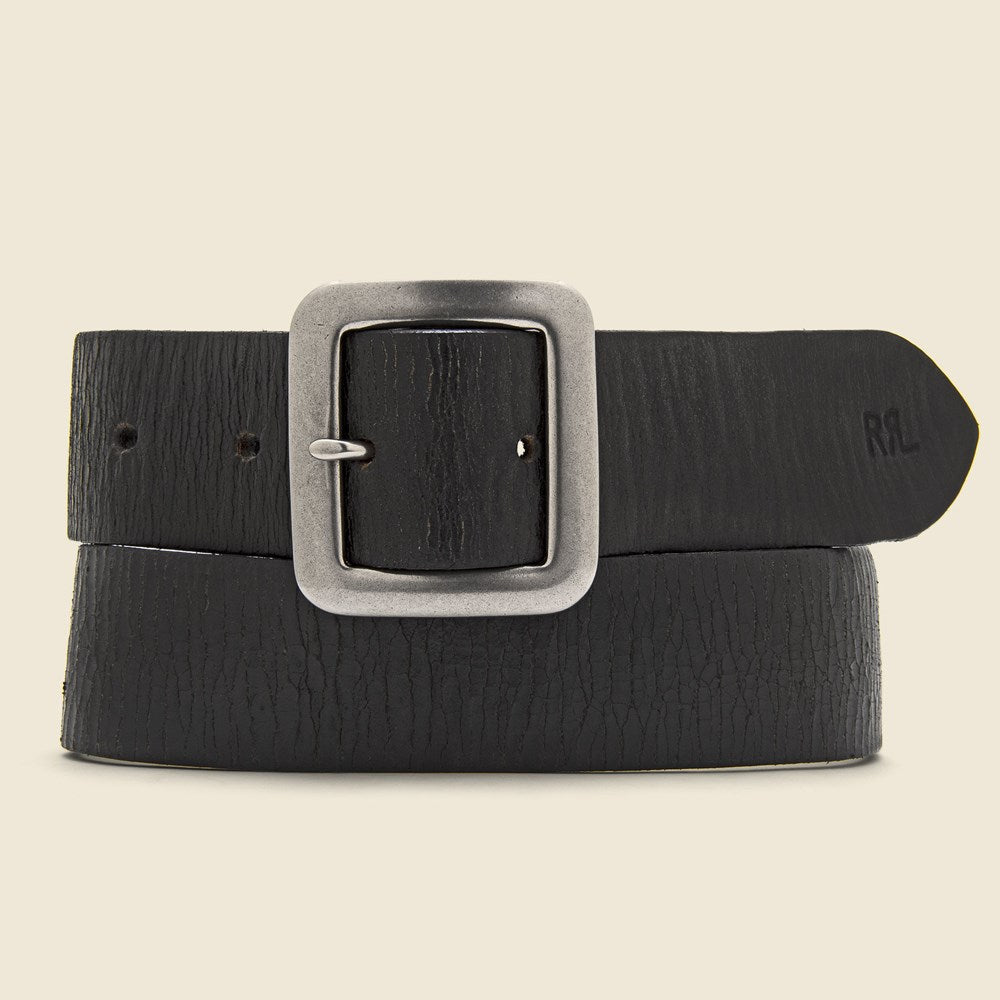 RRL Hand-Burnished Leather Belt -  Vintage Black