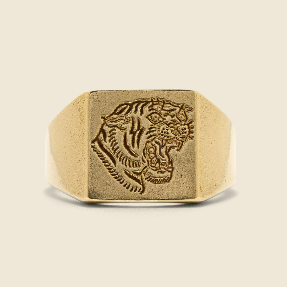 LHN Jewelry Tiger Signet Ring - Brass