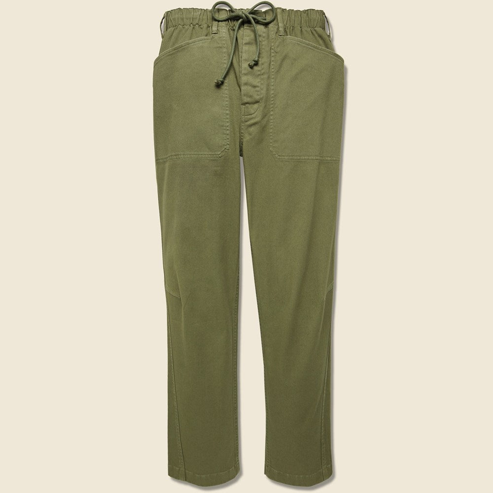 Pull On Button Fly Pants - Olive