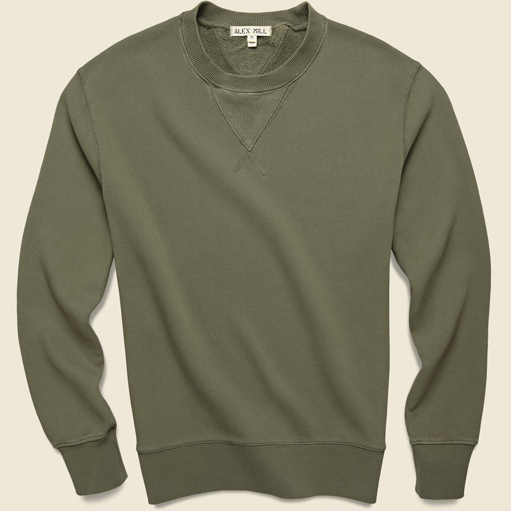 Garment Dyed Crewneck Sweatshirt - Olive - Alex Mill - STAG Provisions - Tops - Fleece / Sweatshirt