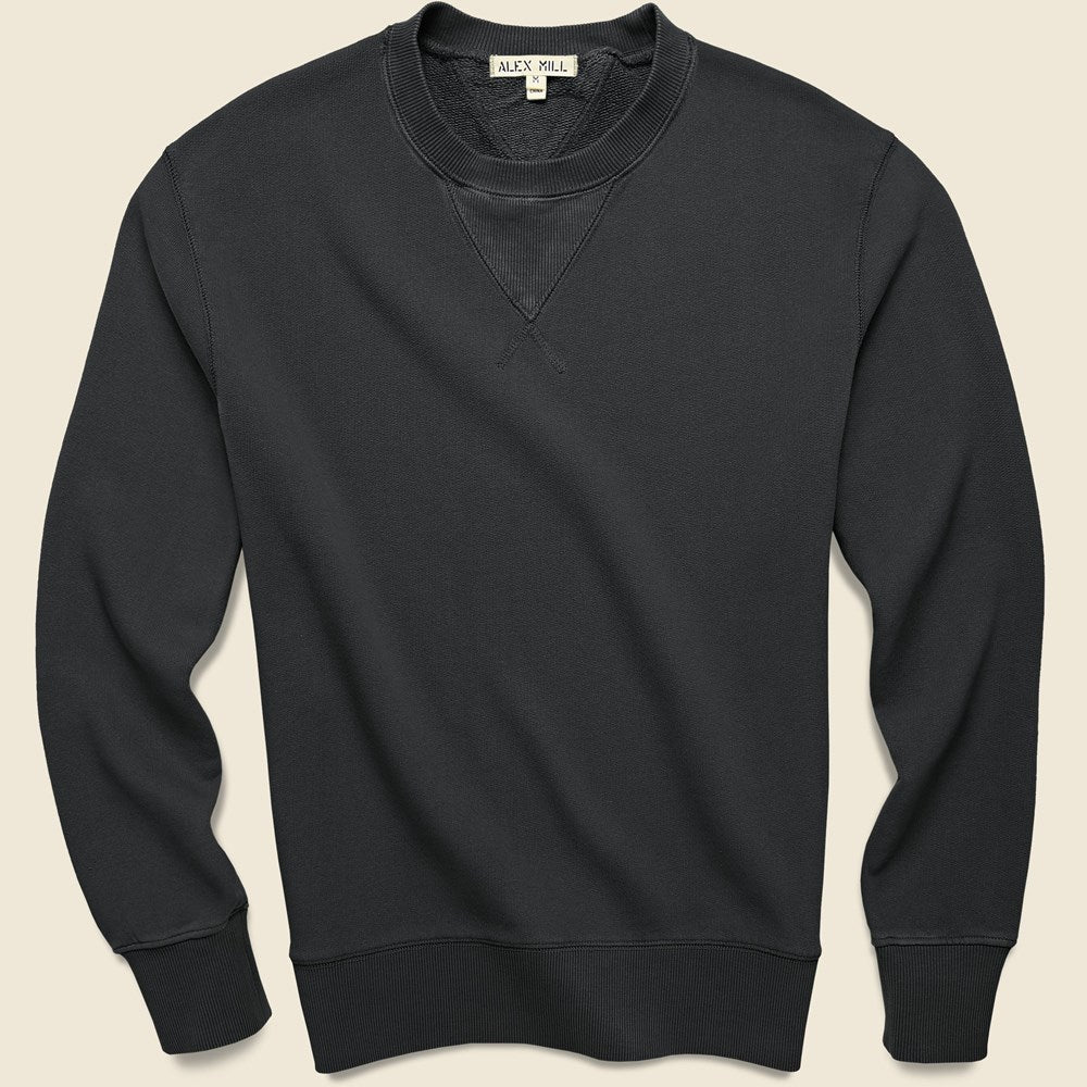 Garment Dyed Crewneck Sweatshirt - Washed Black - Alex Mill - STAG Provisions - Tops - Fleece / Sweatshirt