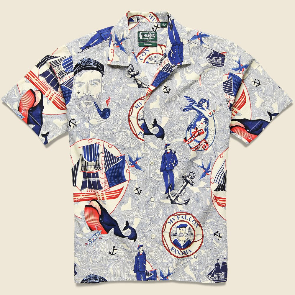 Lost at Sea Shirt - Blue/Red/White - Gitman Vintage - STAG Provisions - Tops - S/S Woven - Other Pattern
