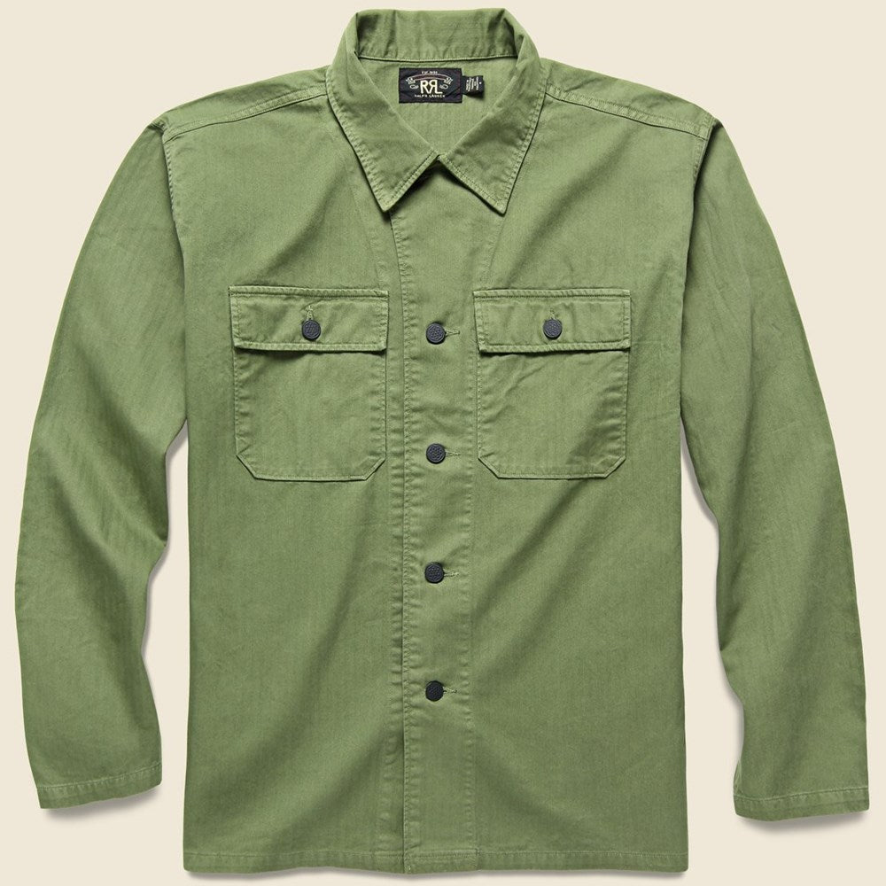 Dickies Womens Chokio Herringbone Shirt Military Green – www