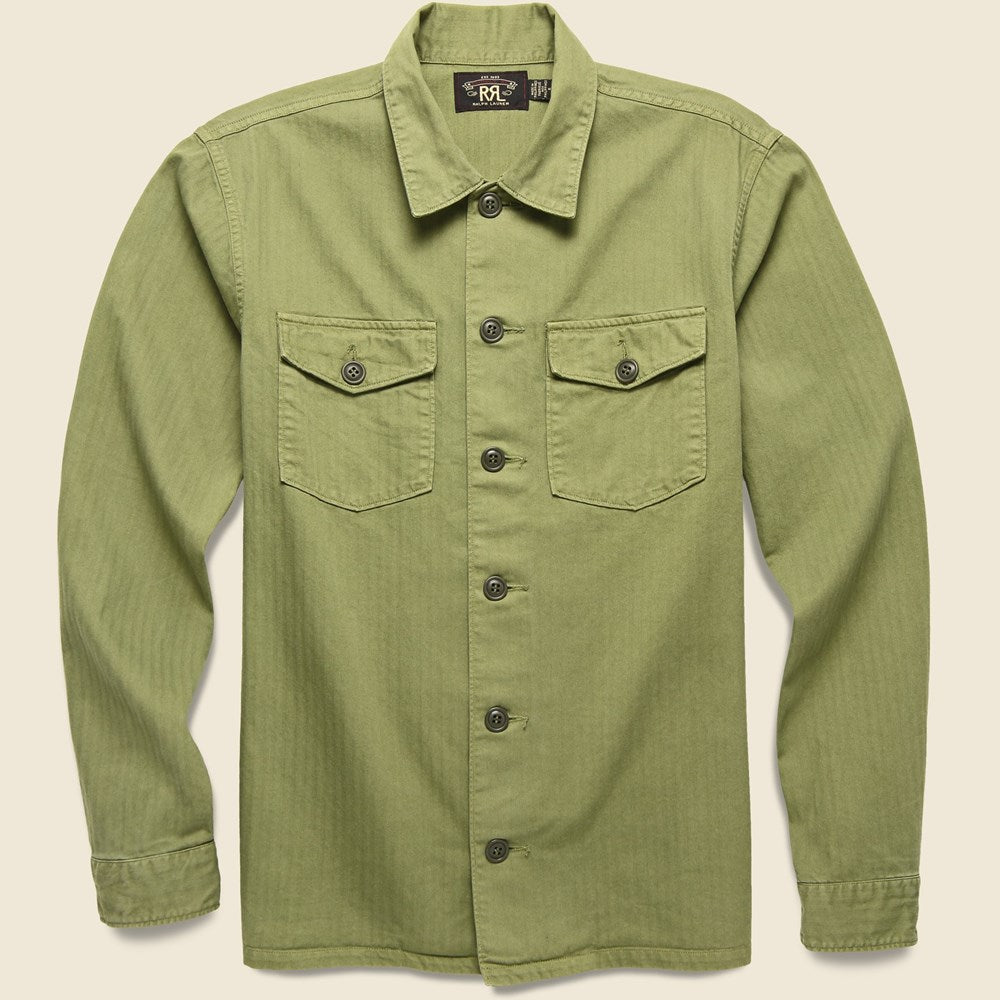 RRL Herringbone Twill Shirt - Military Olive
