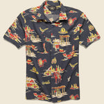 Print Linen-Blend Camp Shirt - Indigo - RRL - STAG Provisions - Tops - S/S Woven - Other Pattern
