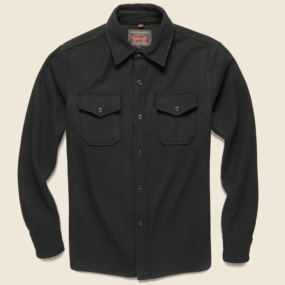 Schott CPO Wool Shirt - Black