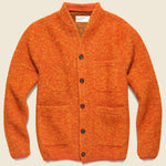 Wool Fleece Cardigan - Orange - Universal Works - STAG Provisions - Tops - Sweater