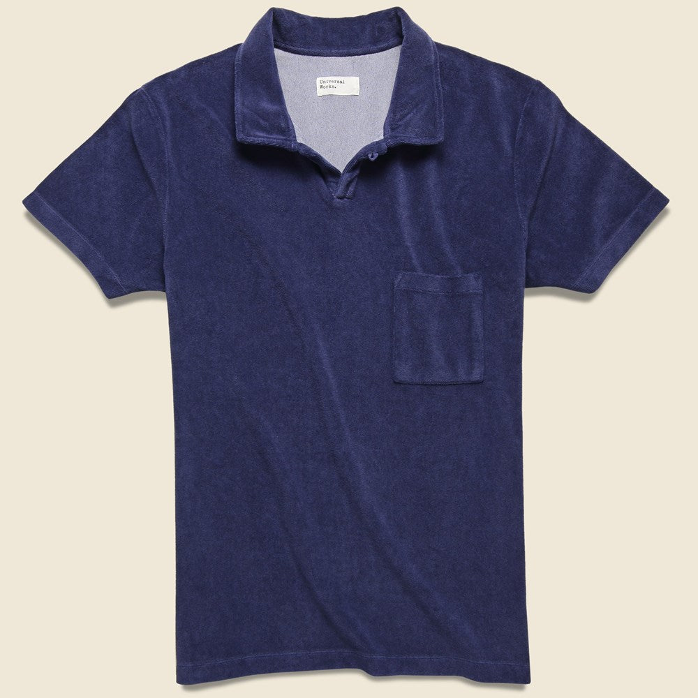 Universal Works Terry Fleece Vacation Polo - Navy