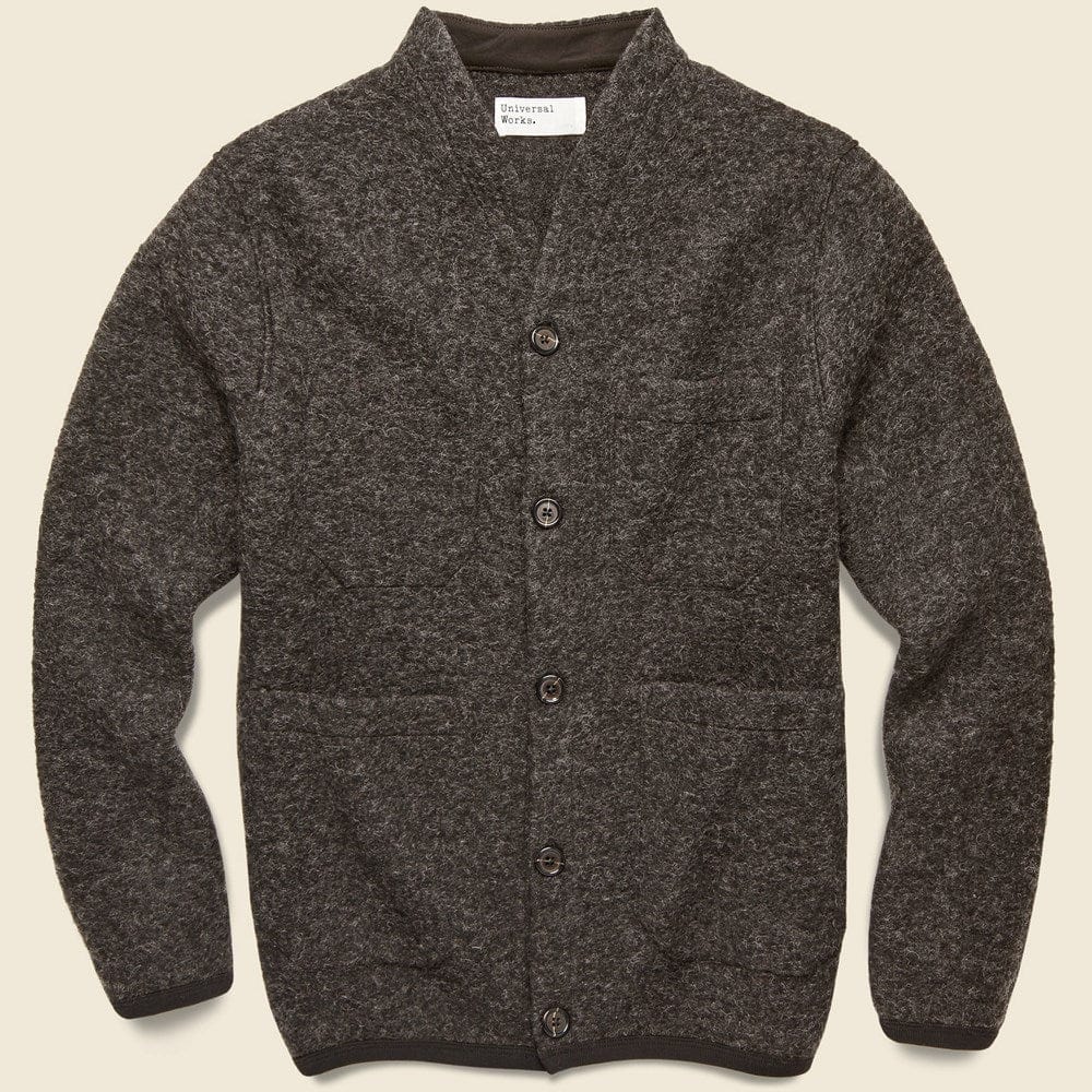 Wool Fleece Cardigan - Brown - Universal Works - STAG Provisions - Tops - Sweater