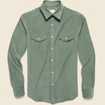 Micro Corduroy Western Shirt - Green - Hamilton Shirt Co. - STAG Provisions - Tops - L/S Woven - Corduroy