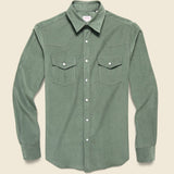 Micro Corduroy Western Shirt - Green - Hamilton Shirt Co. - STAG Provisions - Tops - L/S Woven - Corduroy