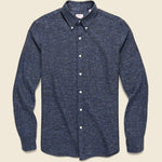 Donegal Herringbone Shirt - Navy - Hamilton Shirt Co. - STAG Provisions - Tops - L/S Woven - Other Pattern