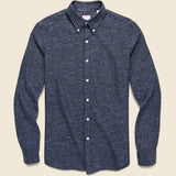Donegal Herringbone Shirt - Navy - Hamilton Shirt Co. - STAG Provisions - Tops - L/S Woven - Other Pattern