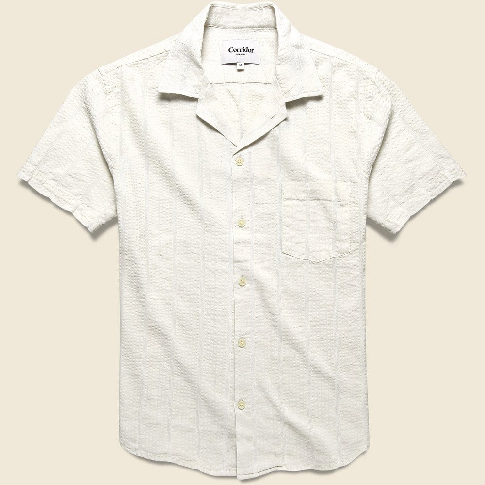 
                          Corridor Striped Seersucker Shirt - White
                        