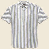 Pullover Short Sleeve Seersucker Shirt - Indigo Stripe - BEAMS+ - STAG Provisions - Tops - S/S Woven - Stripe