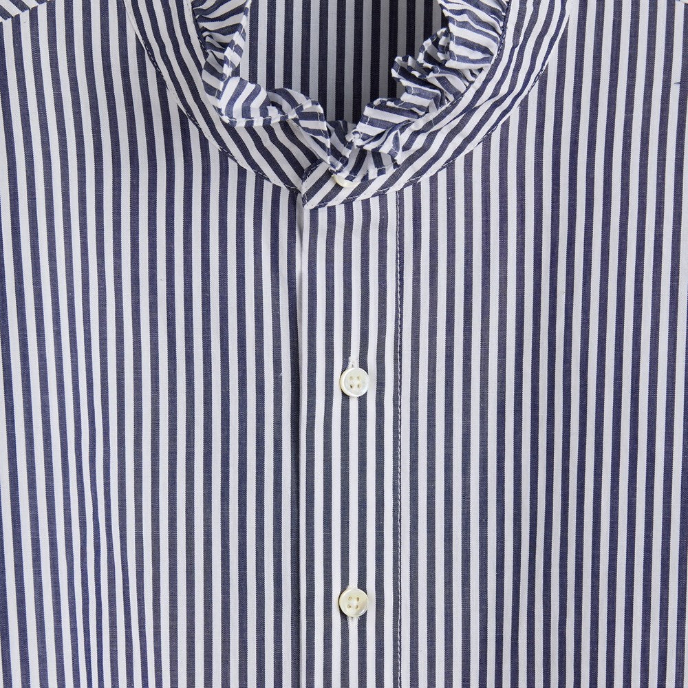 Easy Ruffle Shirt - Navy/White Stripe - Alex Mill - STAG Provisions - W - Tops - L/S Woven