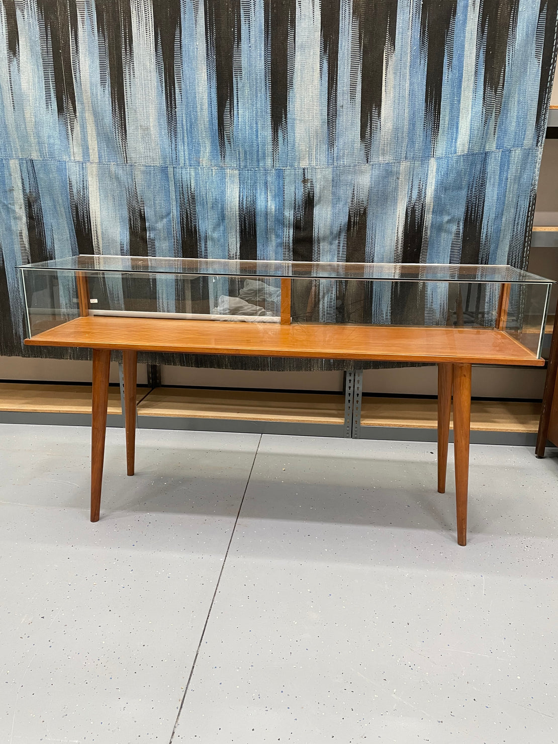 Warehouse Sale A1 - MCM Glass Case, Tapered Legs