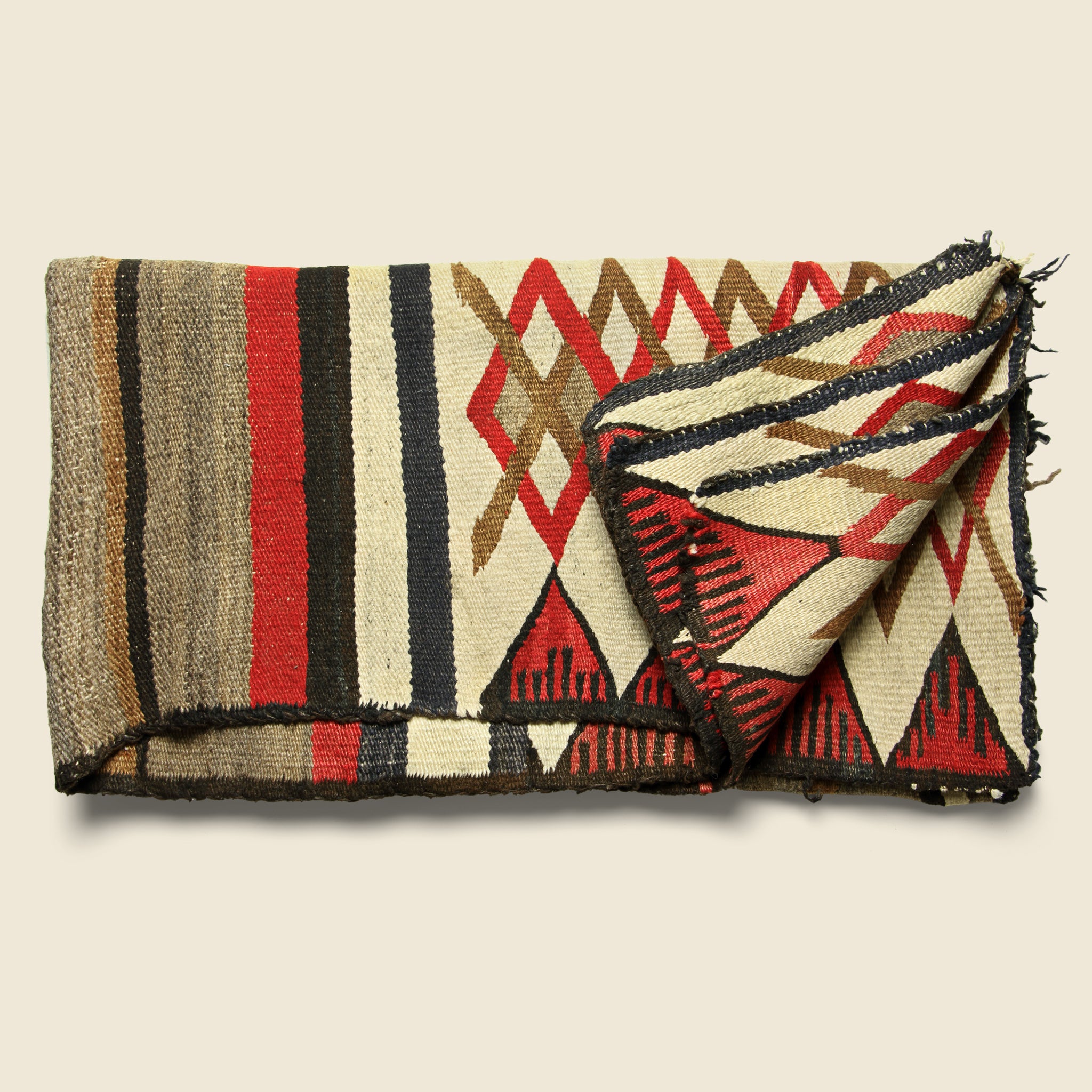 
                          Patchwork Navajo Rug - Brown/Red/Cream/Black - Vintage - STAG Provisions - One &amp; Done - Blankets &amp; Textiles
                        