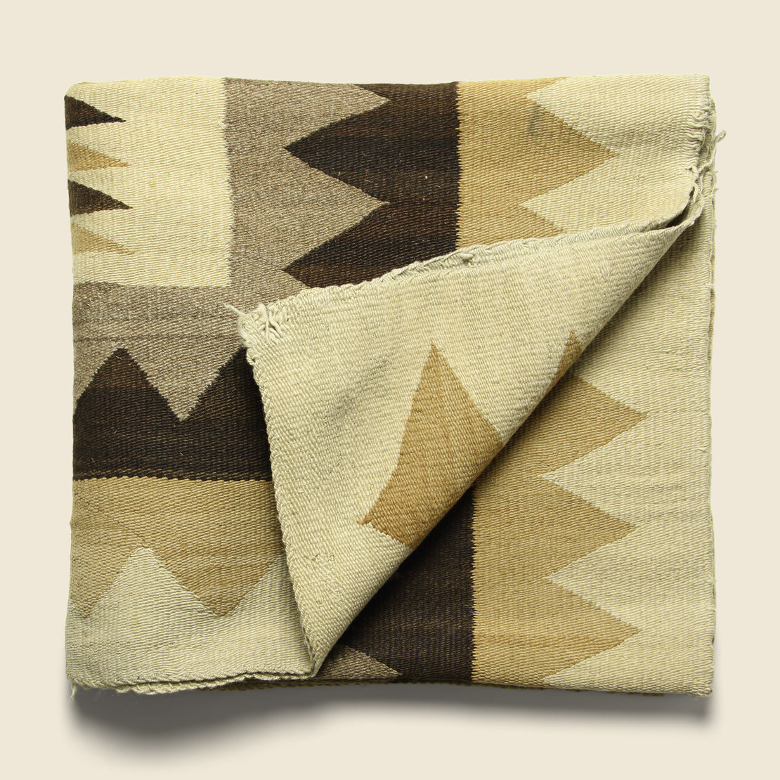 Zig-Zag Hand-Woven Navajo Wool Rug - Natural Brown - Vintage - STAG Provisions - One & Done - Blankets & Textiles