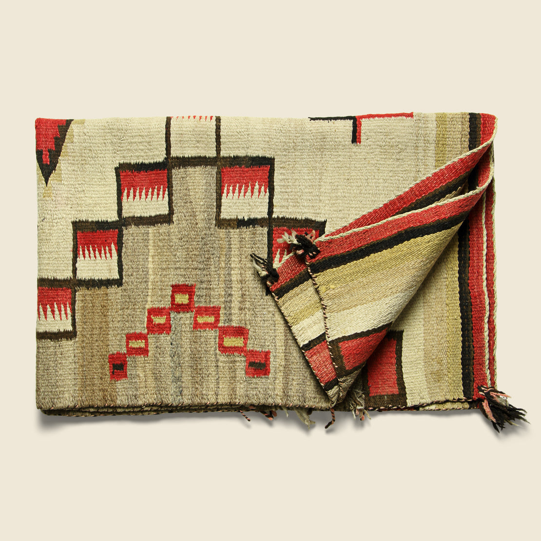 Hand-Woven Navajo Wool Rug - Red/Cream - Vintage - STAG Provisions - One & Done - Blankets & Textiles