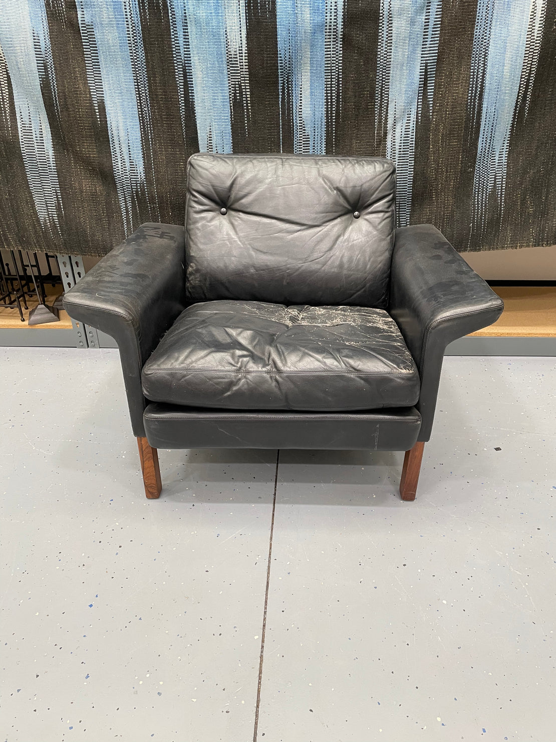 Warehouse Sale A32 - Black Leather Armchair