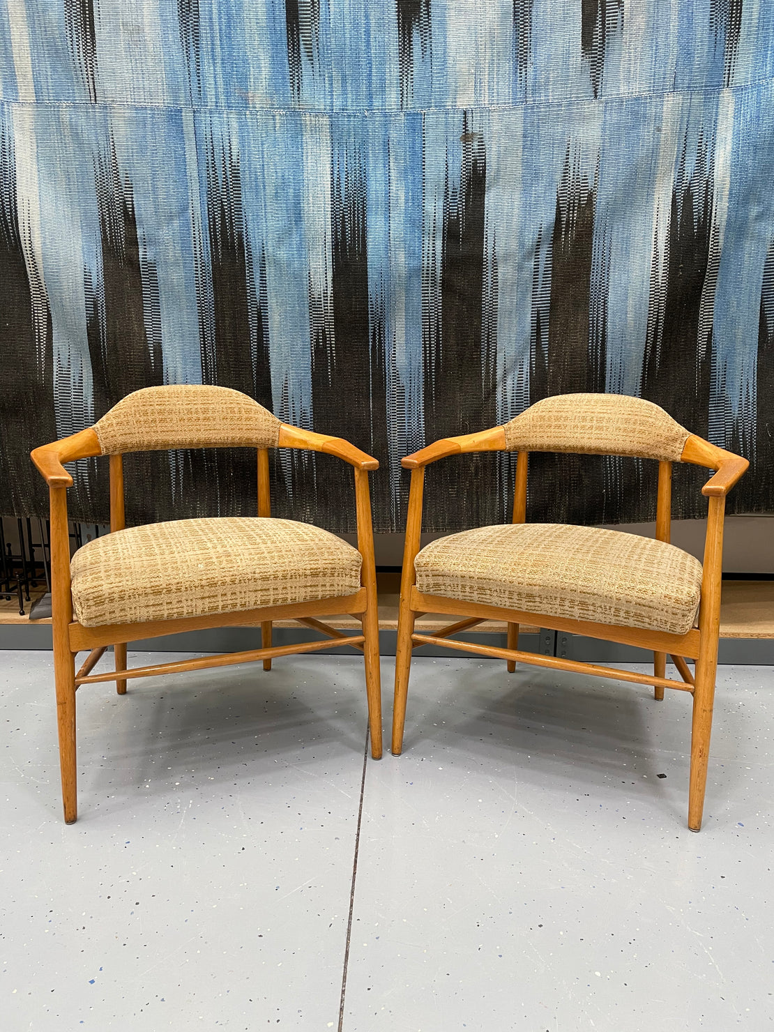 Warehouse Sale A38 - Wood Frame Tweed Chair