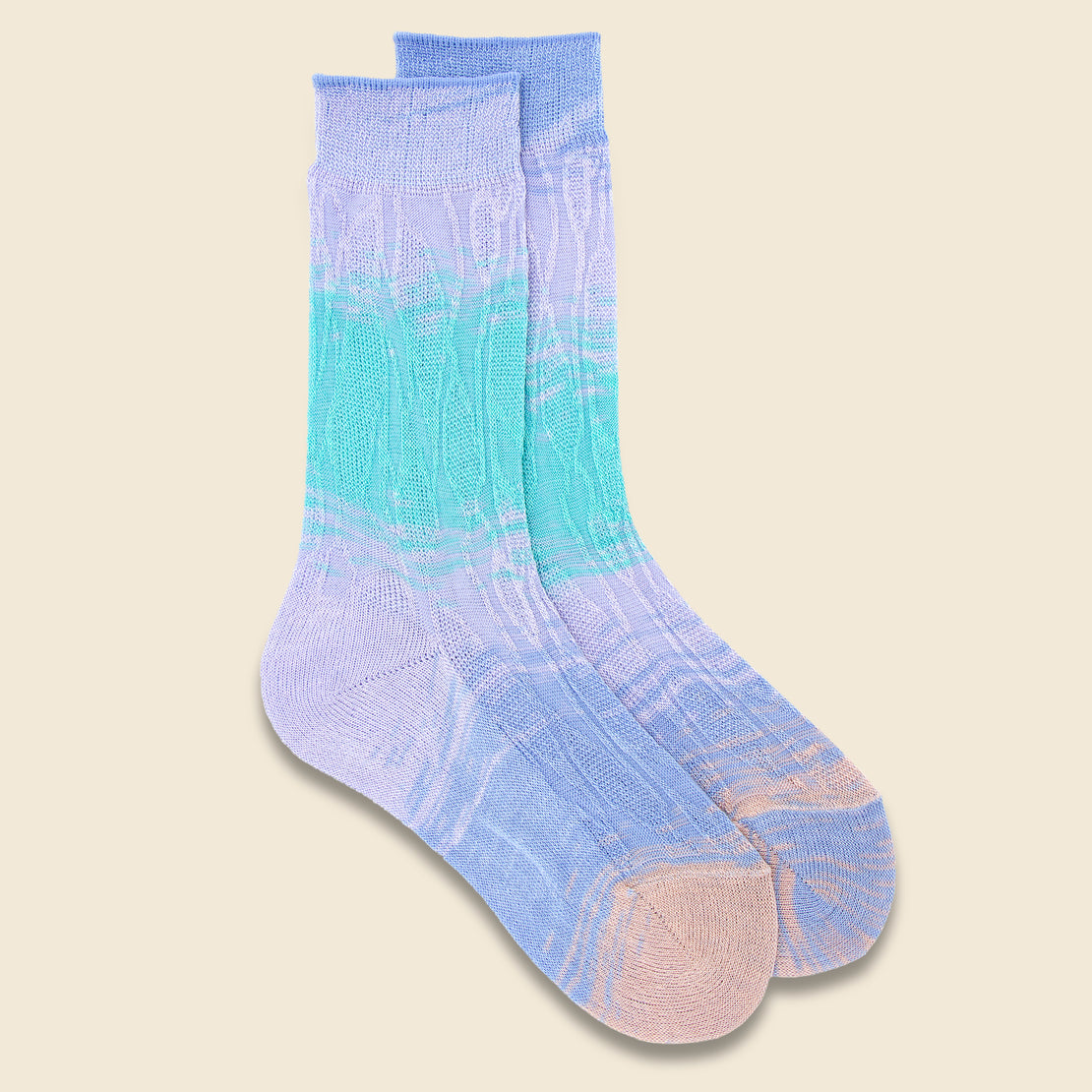 Atelier Delphine Leaf Kasuri Socks - Serenity