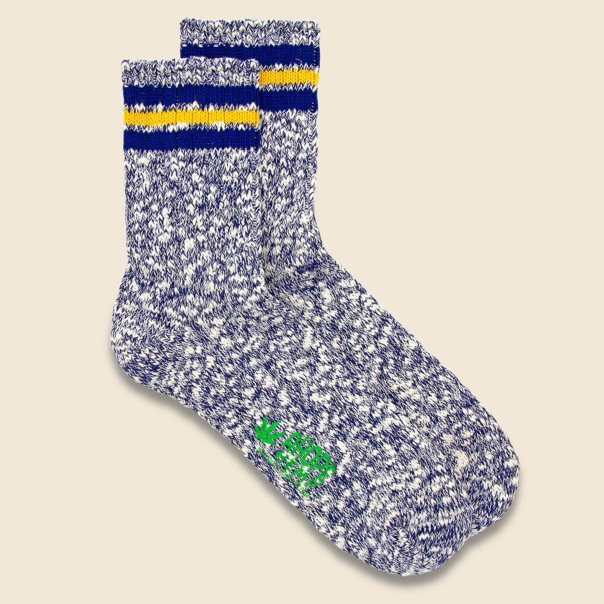 Three Stripe Quarter Sock - Navy - A Hope Hemp - STAG Provisions - Accessories - Socks