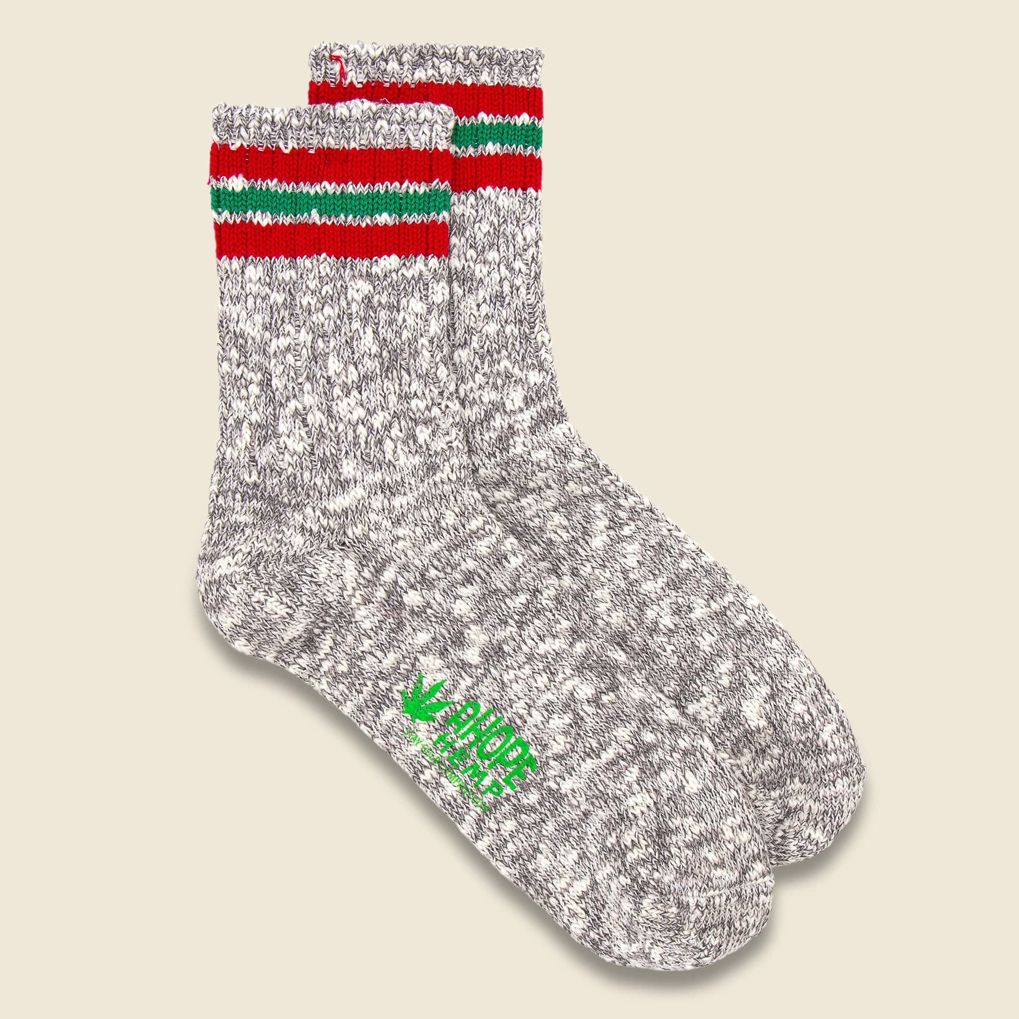 Three Stripe Quarter Sock - Grey - A Hope Hemp - STAG Provisions - Accessories - Socks