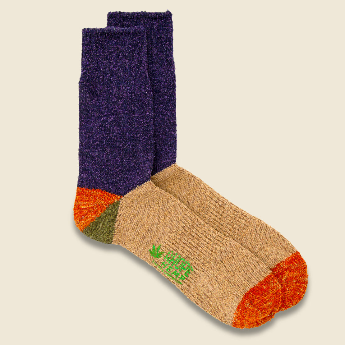 A Hope Hemp Tri-Color Fuzzy Sock - Tan