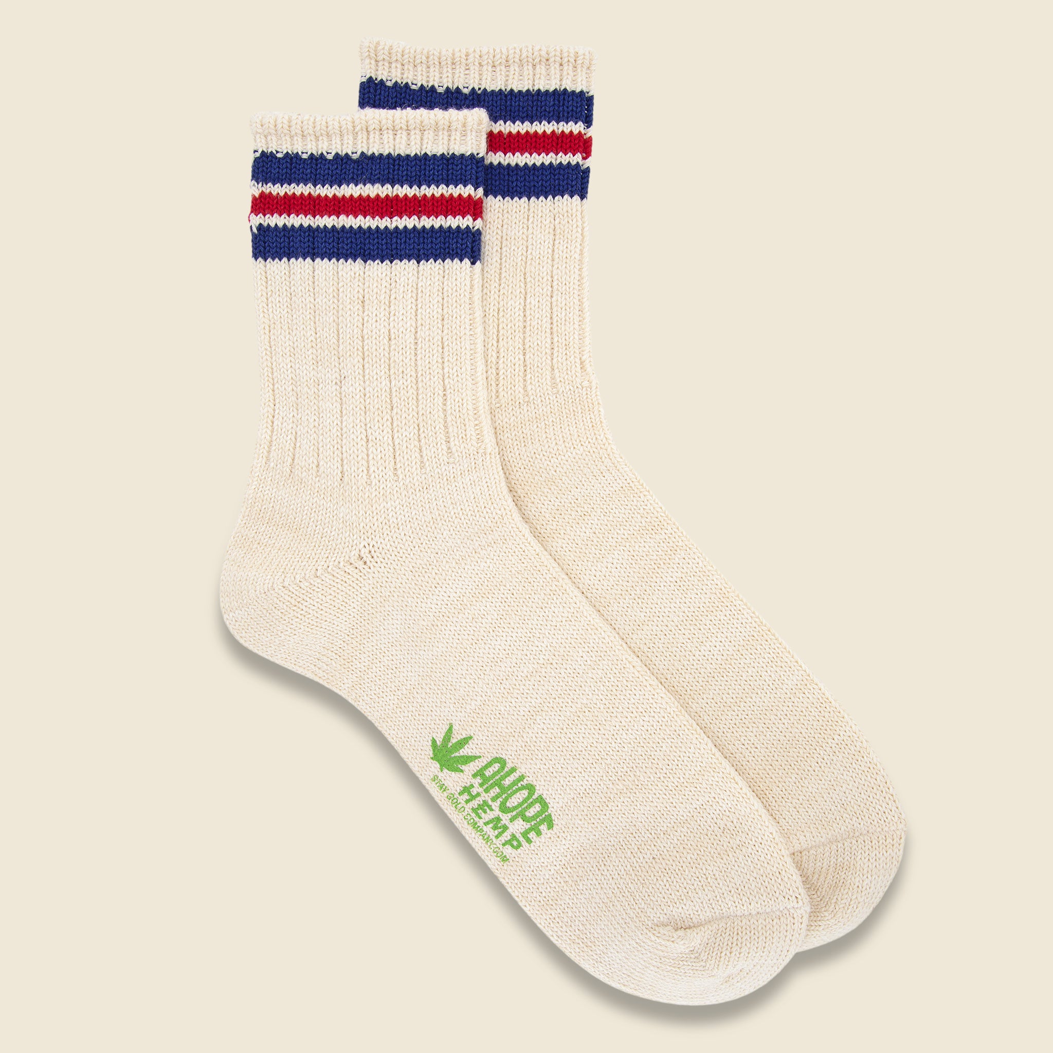 Quarter Three Stripe Rag Sock - Natural - A Hope Hemp - STAG Provisions - Accessories - Socks