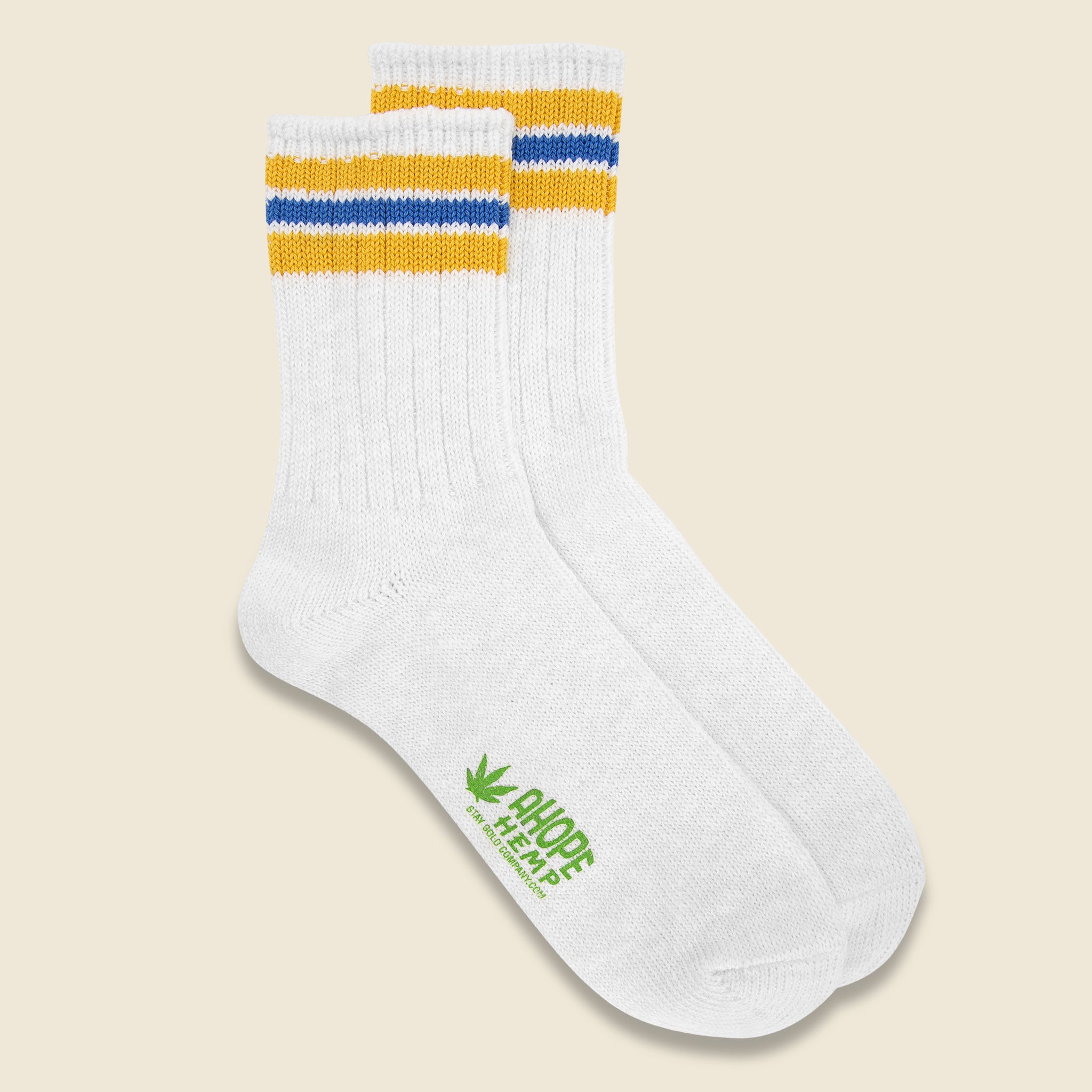Quarter Three Stripe Rag Sock - Natural/Blue - A Hope Hemp - STAG Provisions - Accessories - Socks
