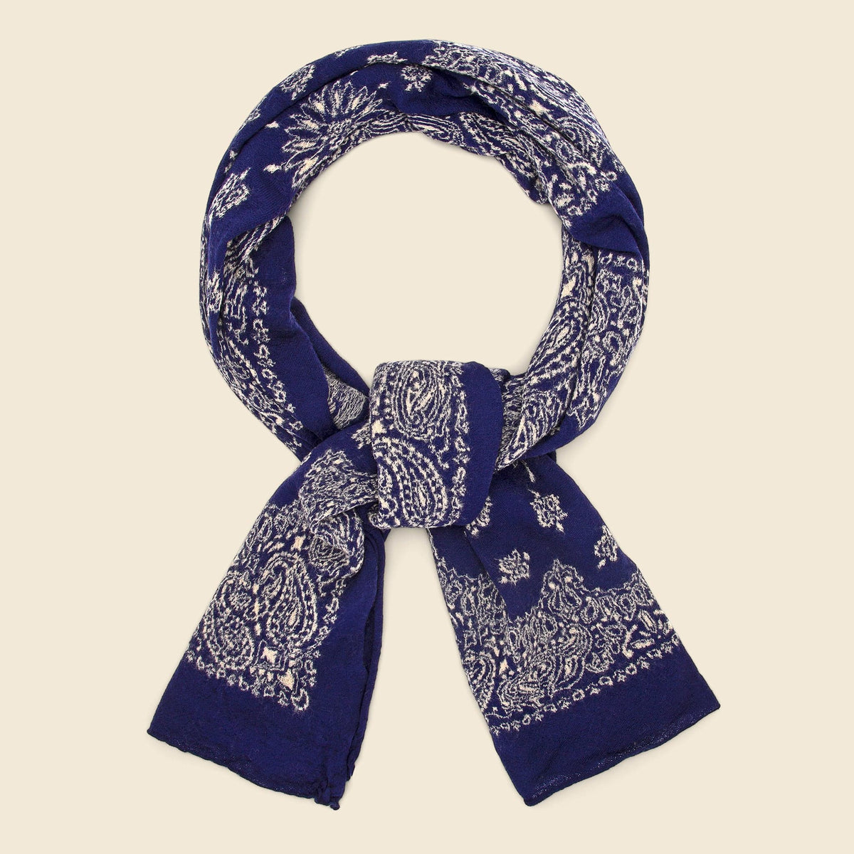 Wool Bandana Scarf - Navy