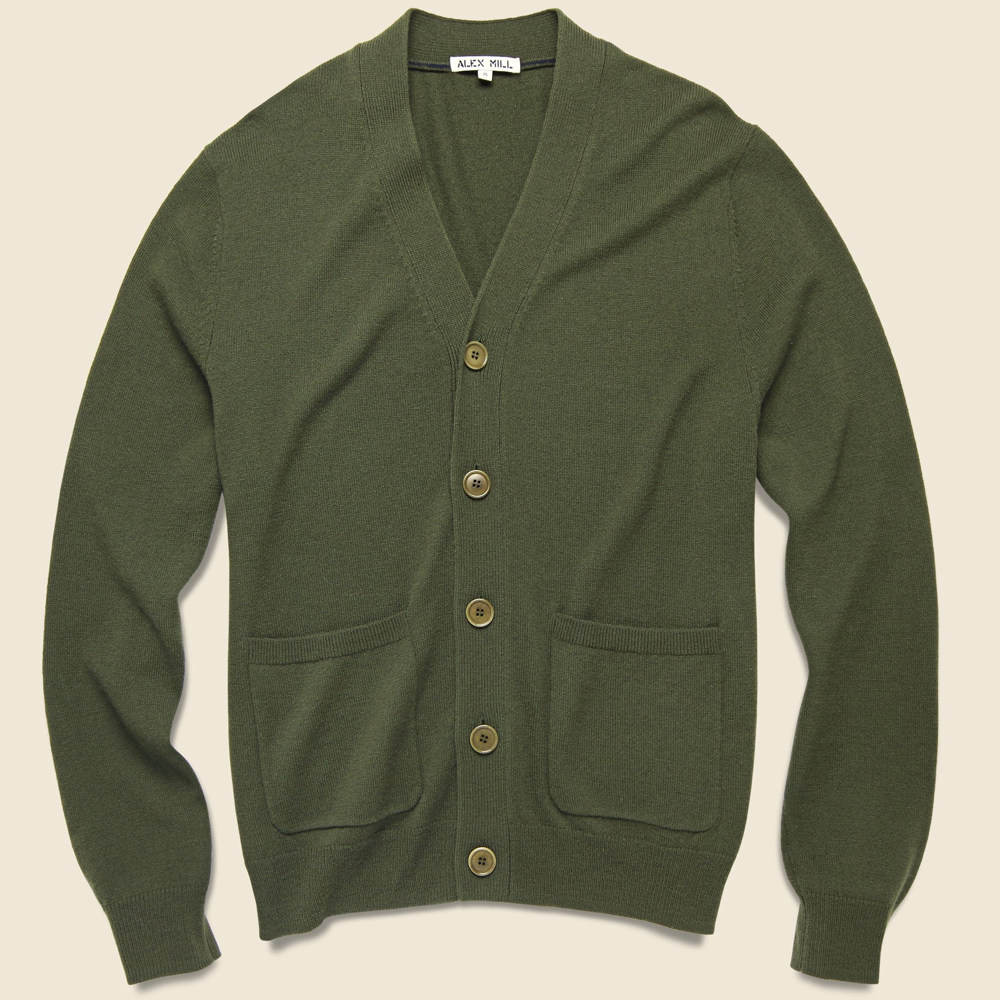 Superfine Merino Cardigan - Olive - Alex Mill - STAG Provisions - Tops - Sweater
