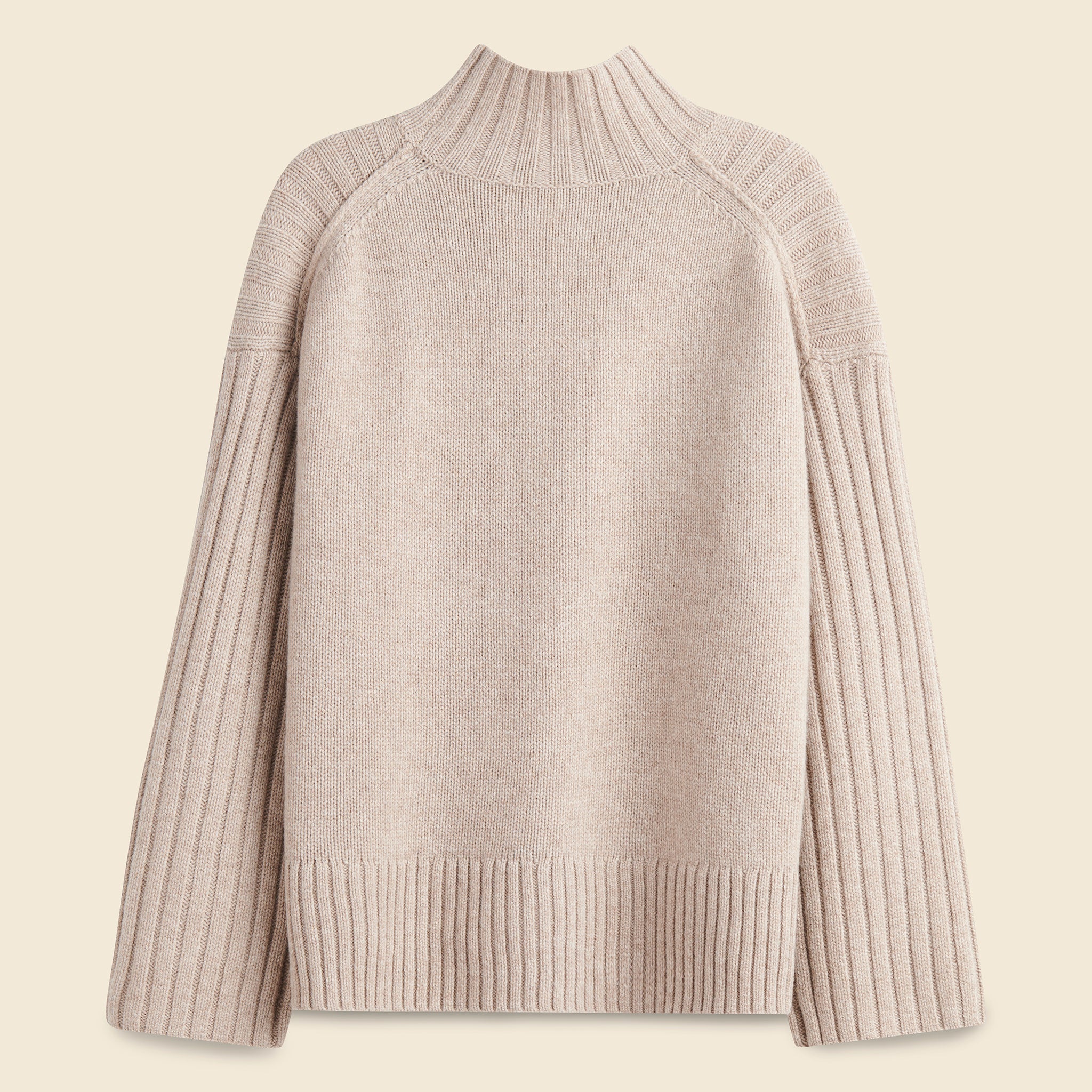 
                          Chaley Rib Mock Neck Sweater - Heather Latte - Alex Mill - STAG Provisions - W - Tops - Sweater
                        