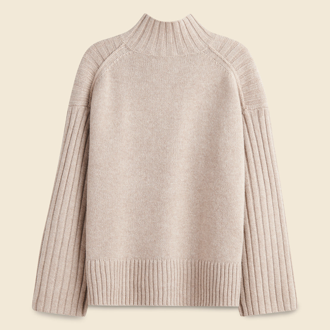 Chaley Rib Mock Neck Sweater - Heather Latte - Alex Mill - STAG Provisions - W - Tops - Sweater