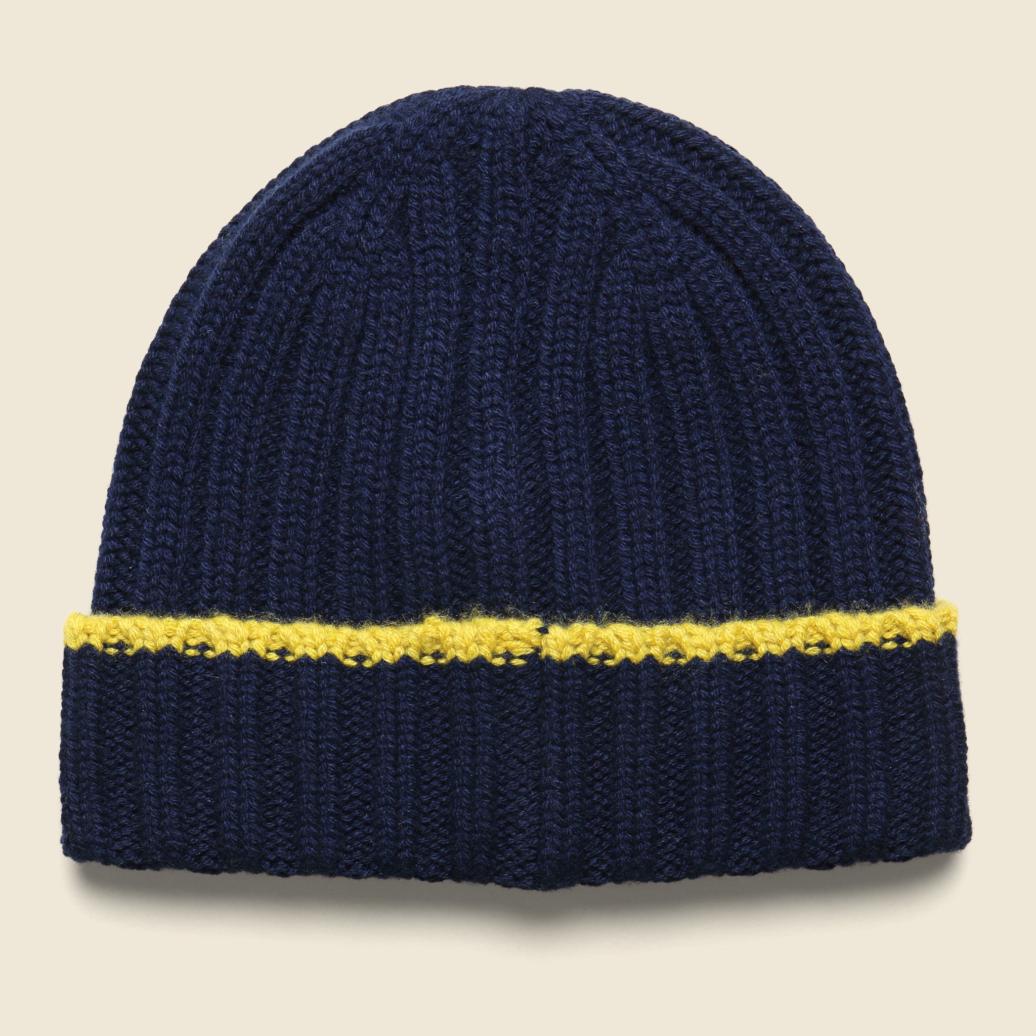 Cashmere Rib Tipping Beanie - Navy/Yellow - Alex Mill - STAG Provisions - Accessories - Hats
