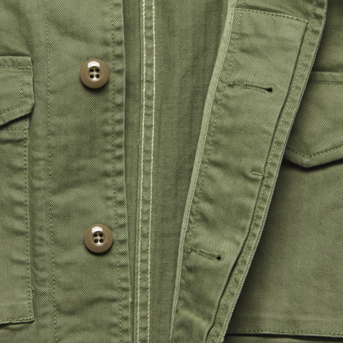 Herringbone Army Jacket - Olive