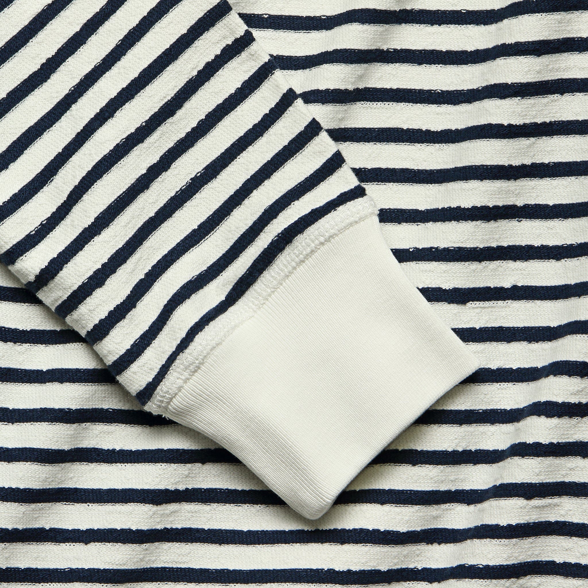 
                          Stripe Texture Terry Crew Tee - White/Navy - Alex Mill - STAG Provisions - Tops - L/S Tee
                        