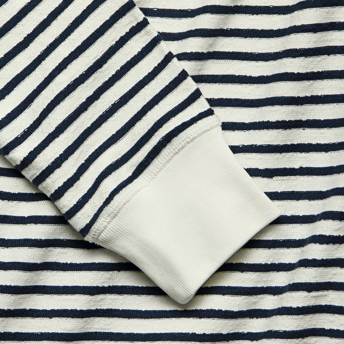 Stripe Texture Terry Crew Tee - White/Navy - Alex Mill - STAG Provisions - Tops - L/S Tee